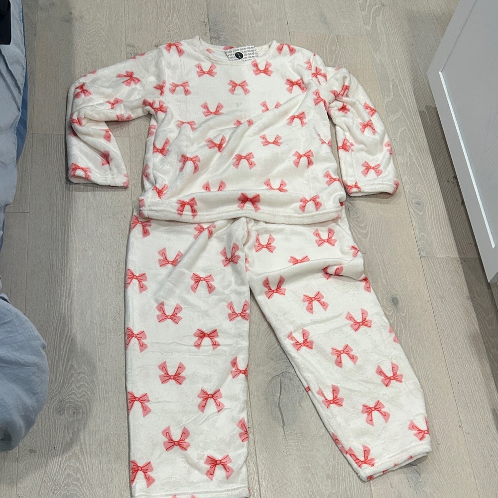 Cozy Pajamas/ Loungewear with Pink Bow Pattern